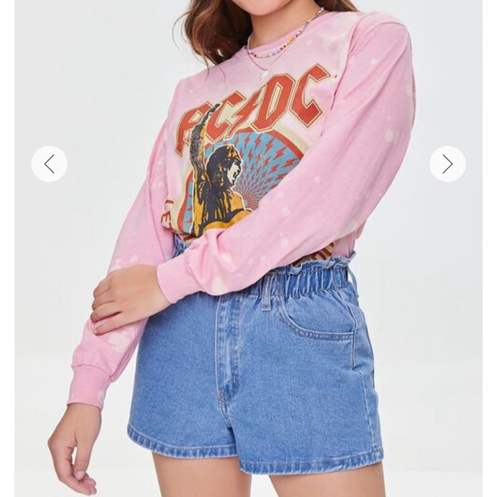AC/DC Womens 1X long sleeve bleach washed pink band tour tee👇🏼
